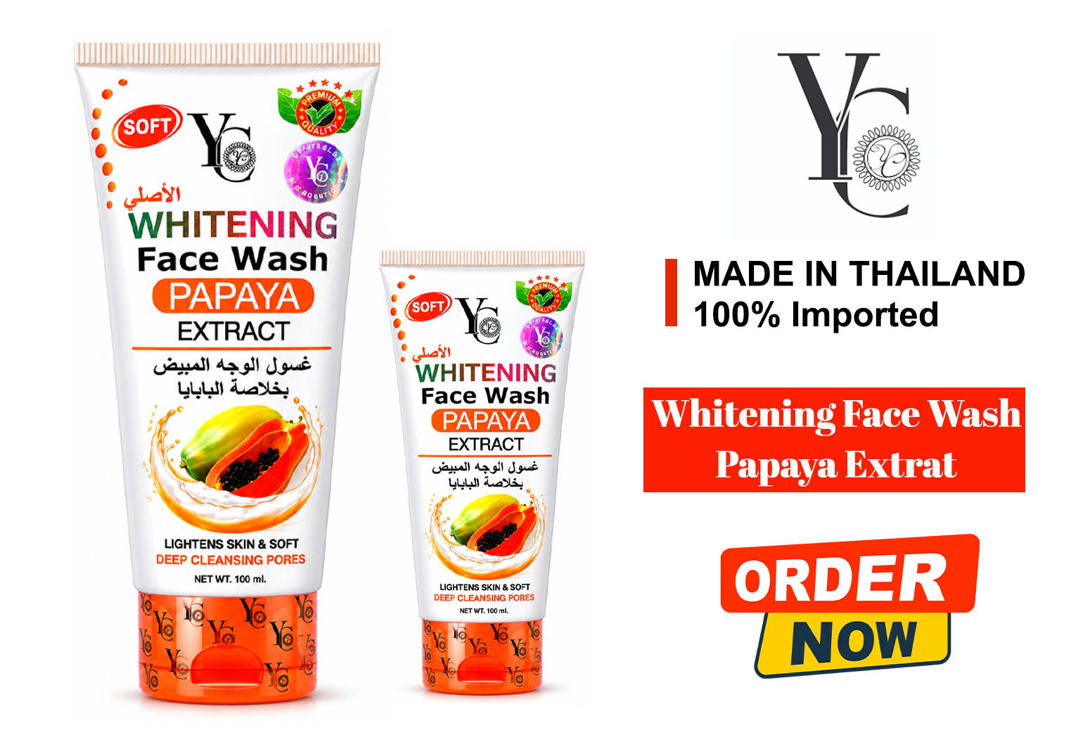 YC Papaya Extract Whitening Face Wash- 100 ml (Made In Thailand)
